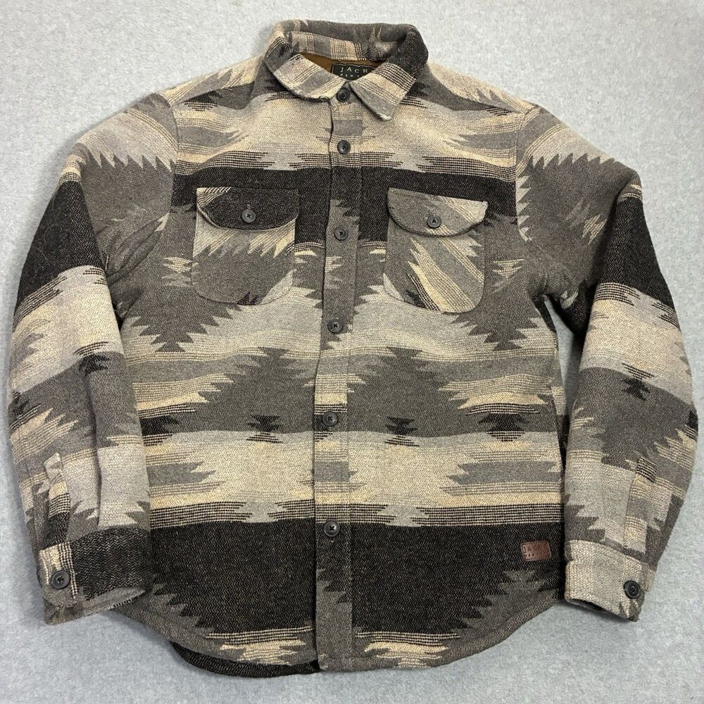JACHS New York Men’s Large Sherpa Lined Southwestern Aztec Wool Blend Shacket